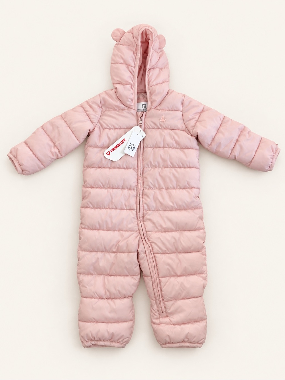 GAP Pink Hooded Puffer Baby One-Piece